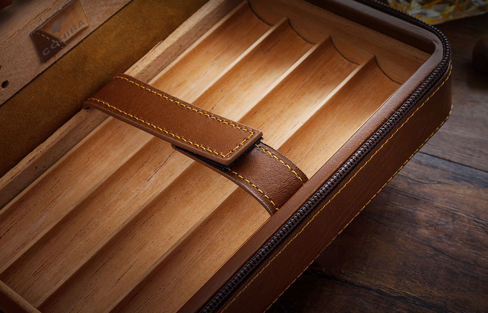 Hộp bao da giữ ẩm cầm tay cigar