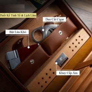 Hộp bao da giữ ẩm cầm tay cigar