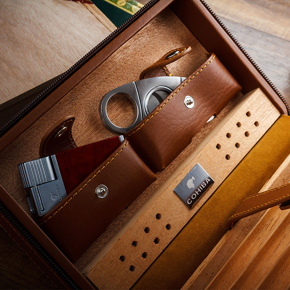 Hộp bao da giữ ẩm cầm tay cigar