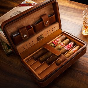 Hộp bao da giữ ẩm cầm tay cigar