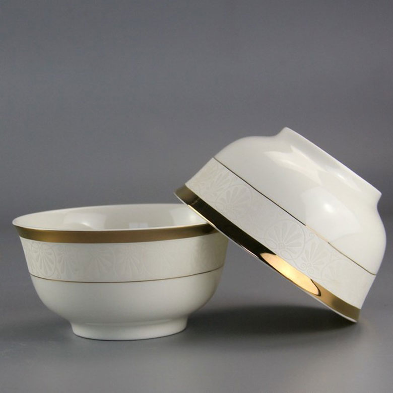 Bộ bát sứ xương hai viền vàng