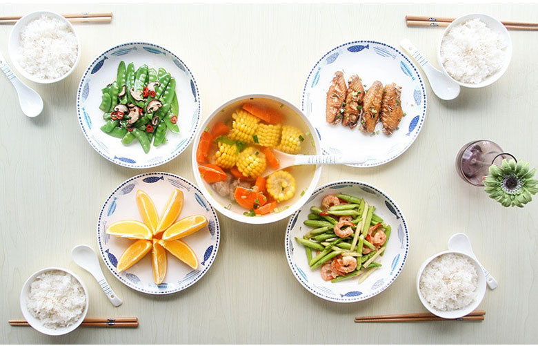 Bộ bát họa tiết cá