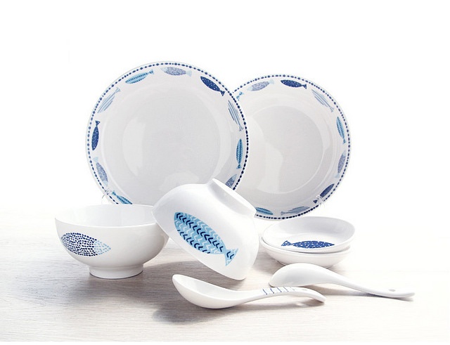 Bộ bát họa tiết cá