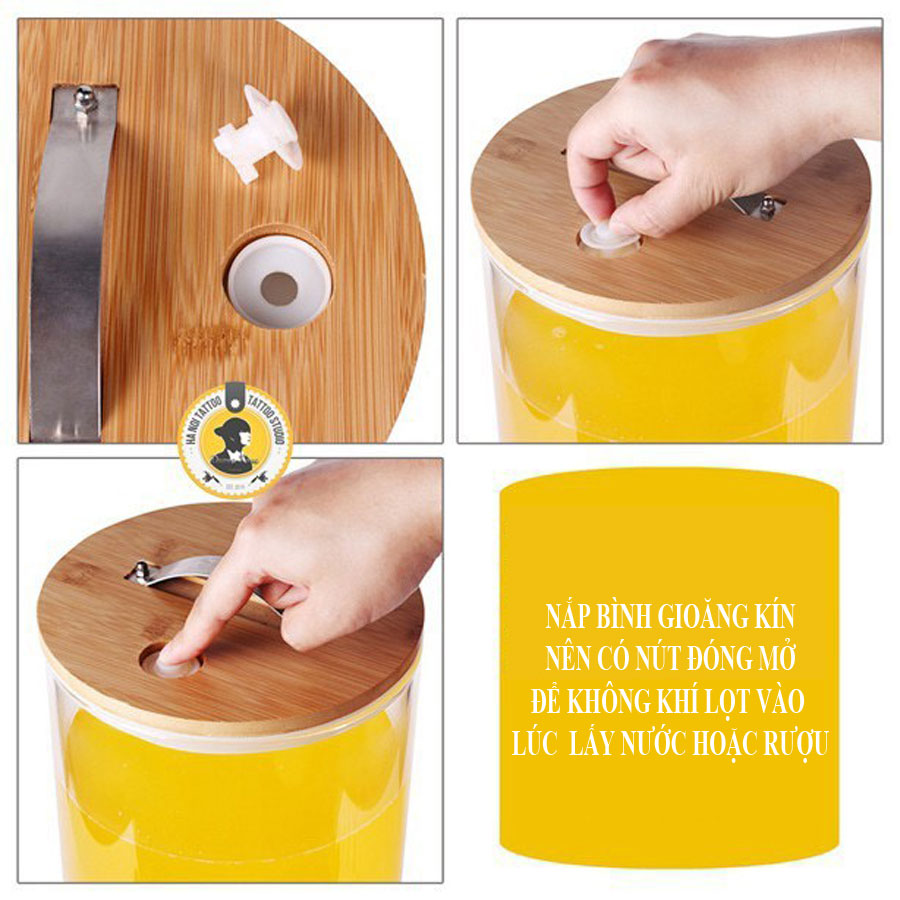 Bình thủy tinh để bàn uống nước ngâm rượu ngâm hoa quả