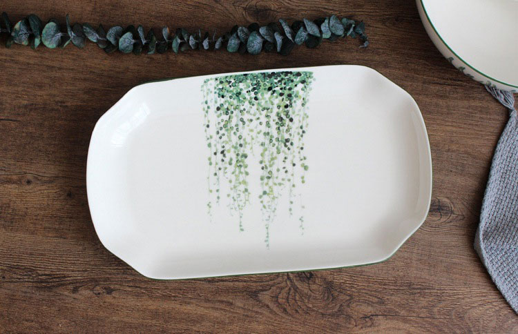 Bộ bát vuông họa tiết lá