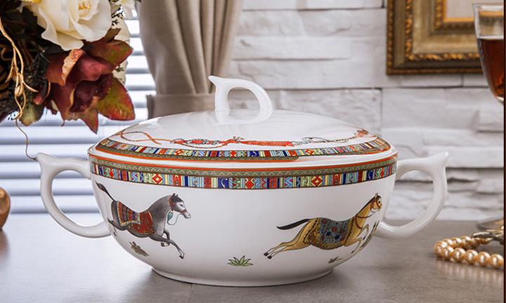 Bộ bát ngựa sứ xương Hermes Paris