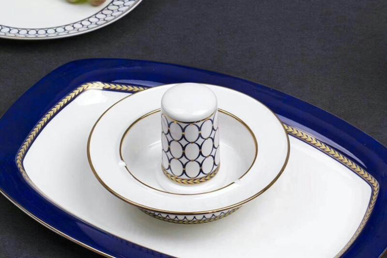 Bộ bát sứ xương tròn xanh kiểu Pháp