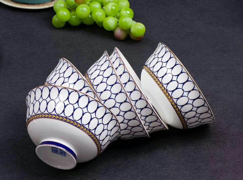 Bộ bát sứ xương tròn xanh kiểu Pháp