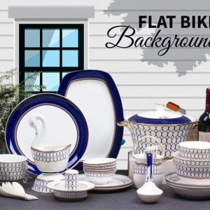 Bộ bát sứ xương tròn xanh kiểu Pháp