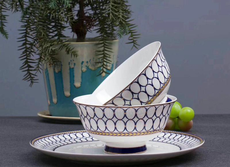 Bộ bát sứ xương tròn xanh kiểu Pháp