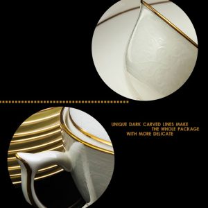 Bộ bát sứ xương viền vàng vân nổi Khmer