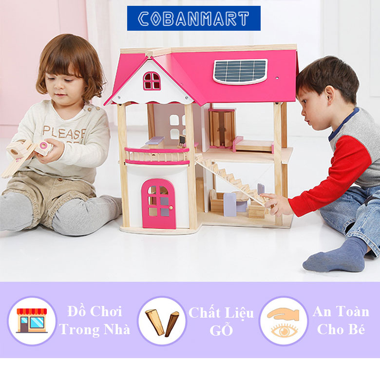 Bộ đồ chơi ngôi nhà gỗ Pink House