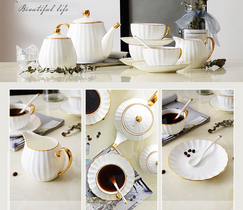 Bộ trà trắng nhỏ viền vàng