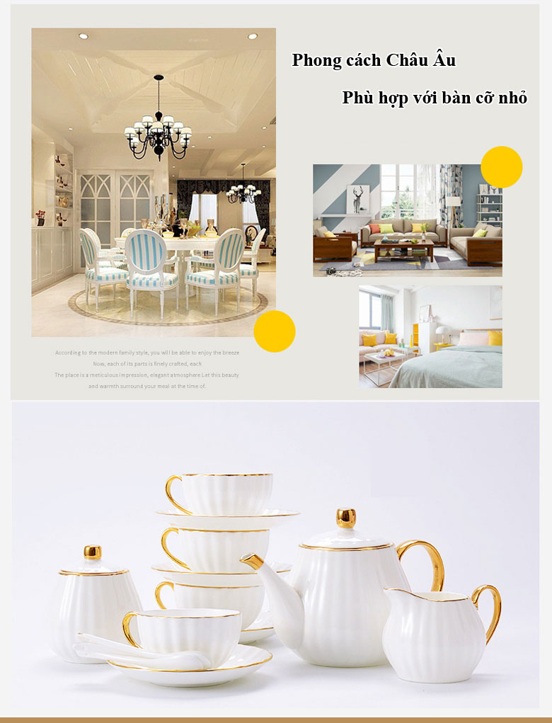 Bộ trà trắng nhỏ viền vàng