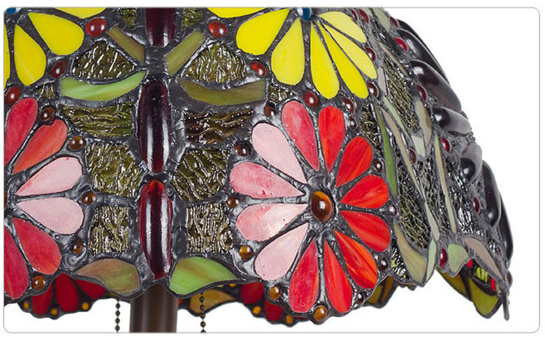 Đèn bàn hoa đỏ Tiffany