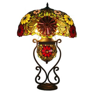 Đèn bàn hoa đỏ Tiffany