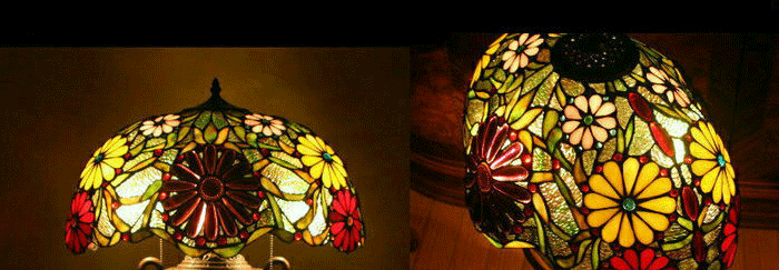 Đèn bàn hoa đỏ Tiffany