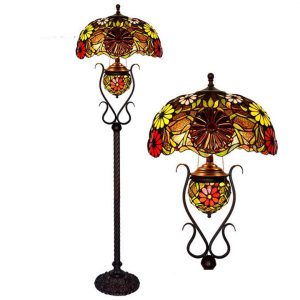 Đèn cây Tiffany Lux hoa đỏ