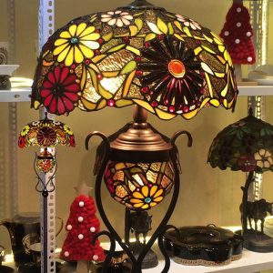 Đèn cây Tiffany Lux hoa đỏ