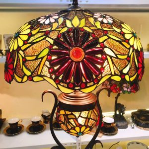 Đèn cây Tiffany Lux hoa đỏ