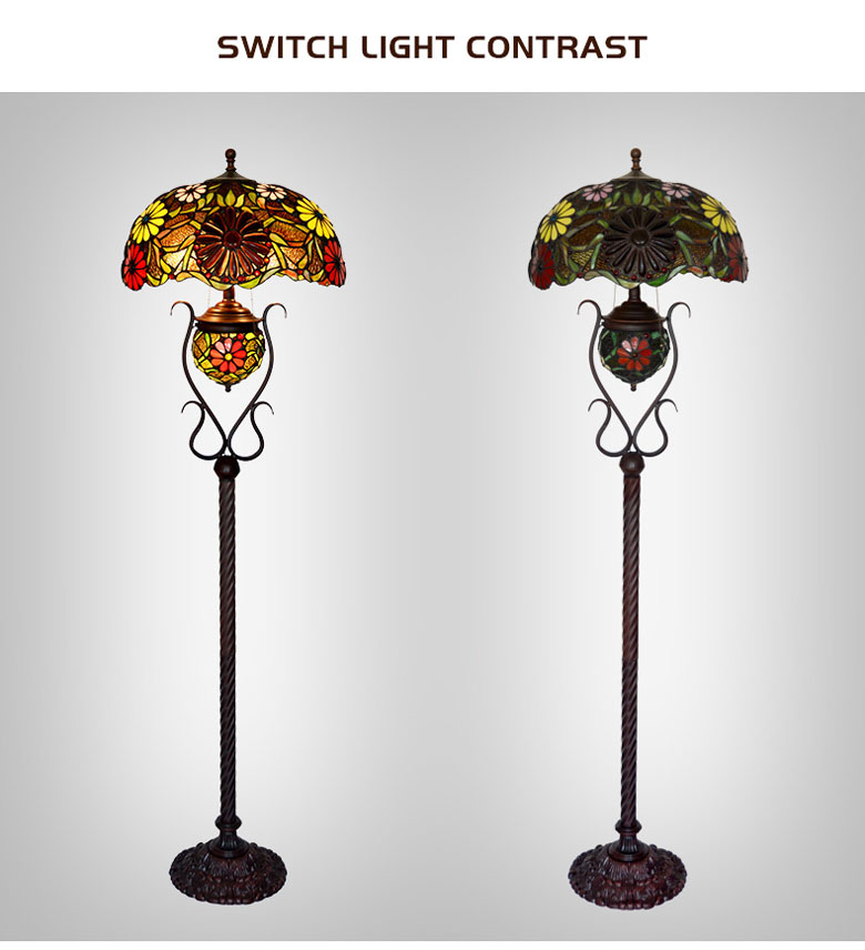 Đèn cây Tiffany Lux hoa đỏ