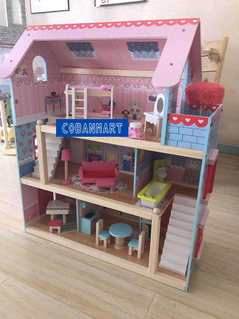 Bộ đồ chơi ngôi nhà bằng gỗ Pink Dream