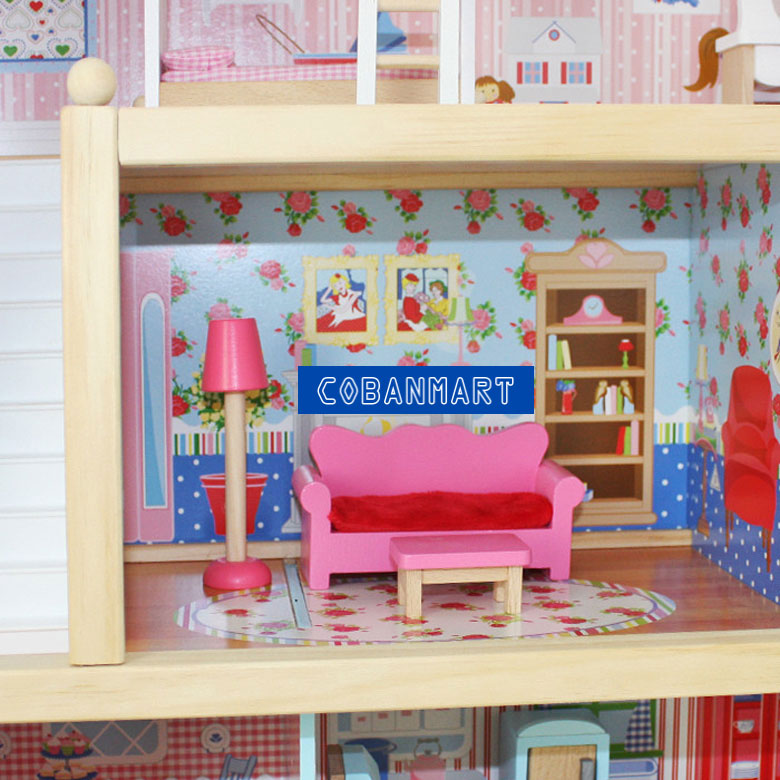 Bộ đồ chơi ngôi nhà bằng gỗ Pink Dream