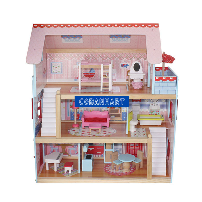 Bộ đồ chơi ngôi nhà bằng gỗ Pink Dream