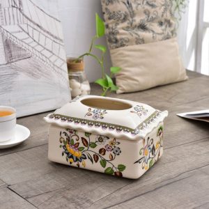 Hộp khăn giấy sứ hoa xanh