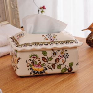 Hộp khăn giấy sứ hoa xanh