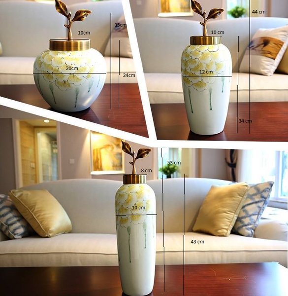 Lọ hoa gốm nắp đồng