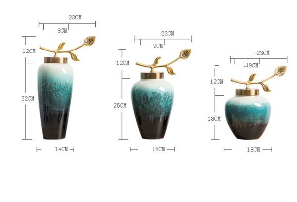 Lọ hoa gốm nắp đồng