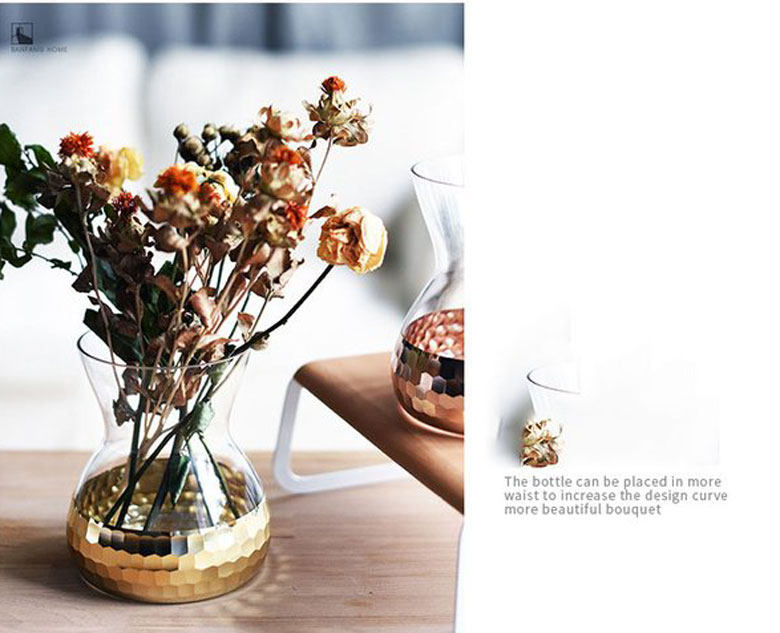 Lọ hoa thủy tinh trong suốt Rose and Gold