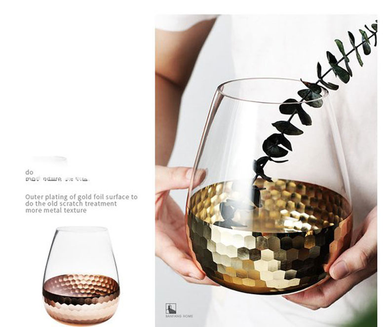 Lọ hoa thủy tinh trong suốt Rose and Gold