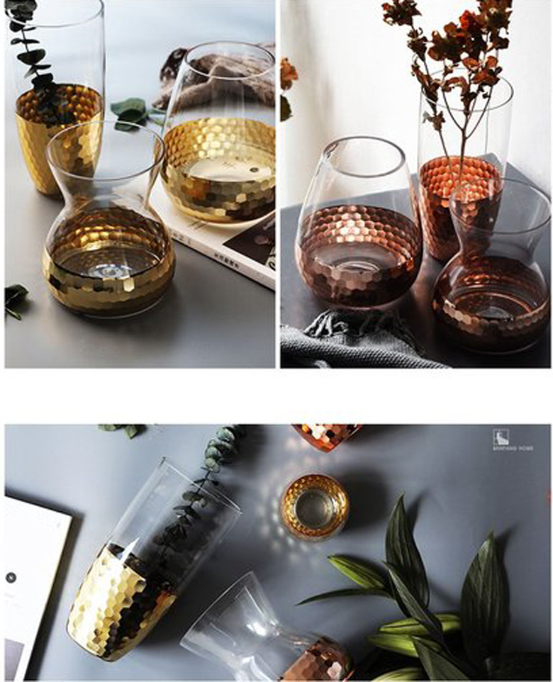 Lọ hoa thủy tinh trong suốt Rose and Gold
