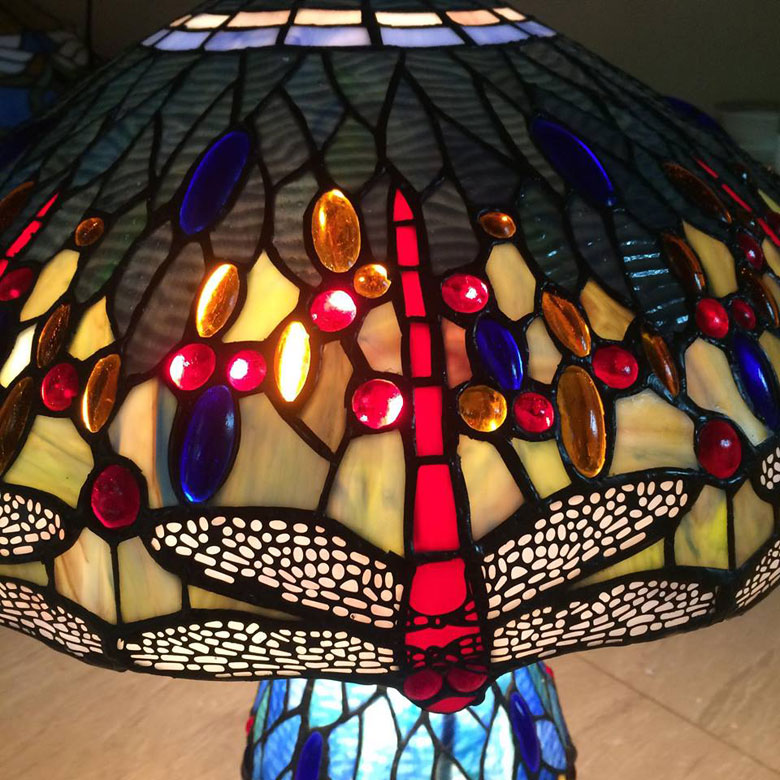 Đèn bàn bầu Tiffany Dragonfly xanh dương