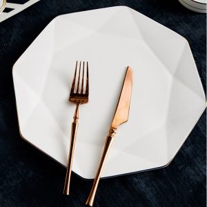 Bộ bát đĩa sứ xương bát giác