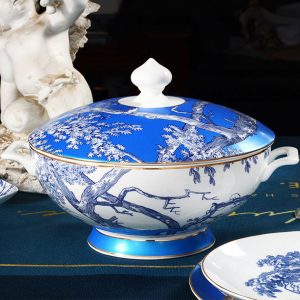 Bộ bát sứ xương 62 chi tiết họa tiết cổ phong cách Trung Hoa