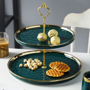 Khay bánh kẹo sứ hai tầng
