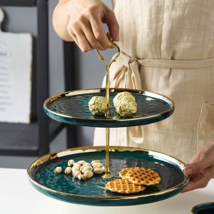 Khay bánh kẹo sứ hai tầng