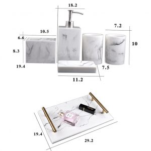 Bộ phụ kiện phòng tắm vân đá vuông