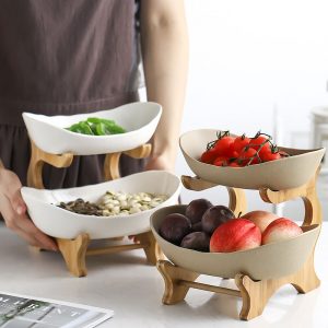 Khay quả khay bánh kẹo bậc thang hai tầng