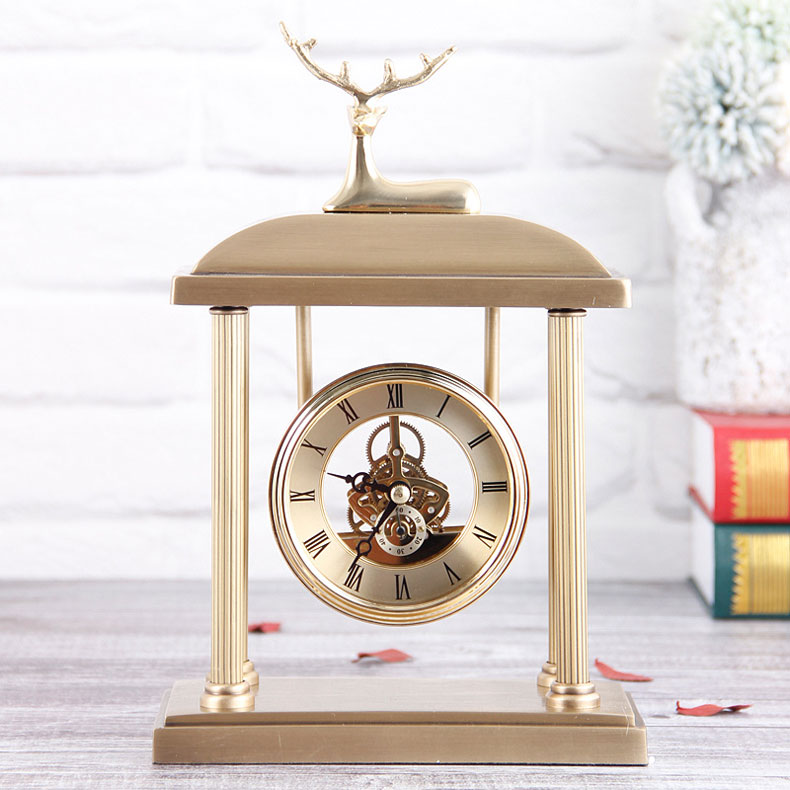 Đồng hồ để bàn decor cổ điển Hươu Lộc