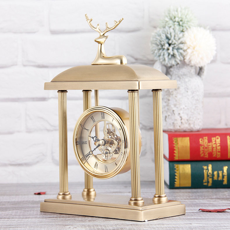 Đồng hồ để bàn decor cổ điển Hươu Lộc