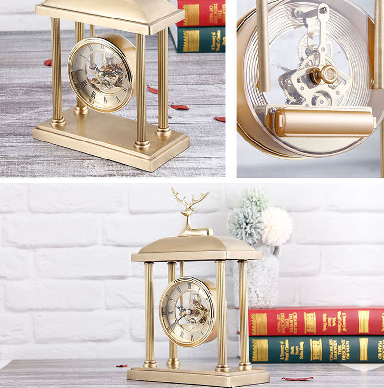 Đồng hồ để bàn decor cổ điển Hươu Lộc
