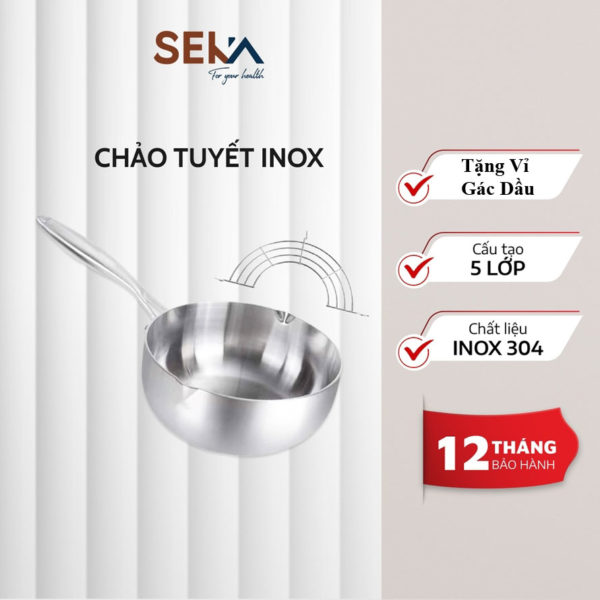 Chảo bếp từ chảo Tuyết Inox 304 SEKA