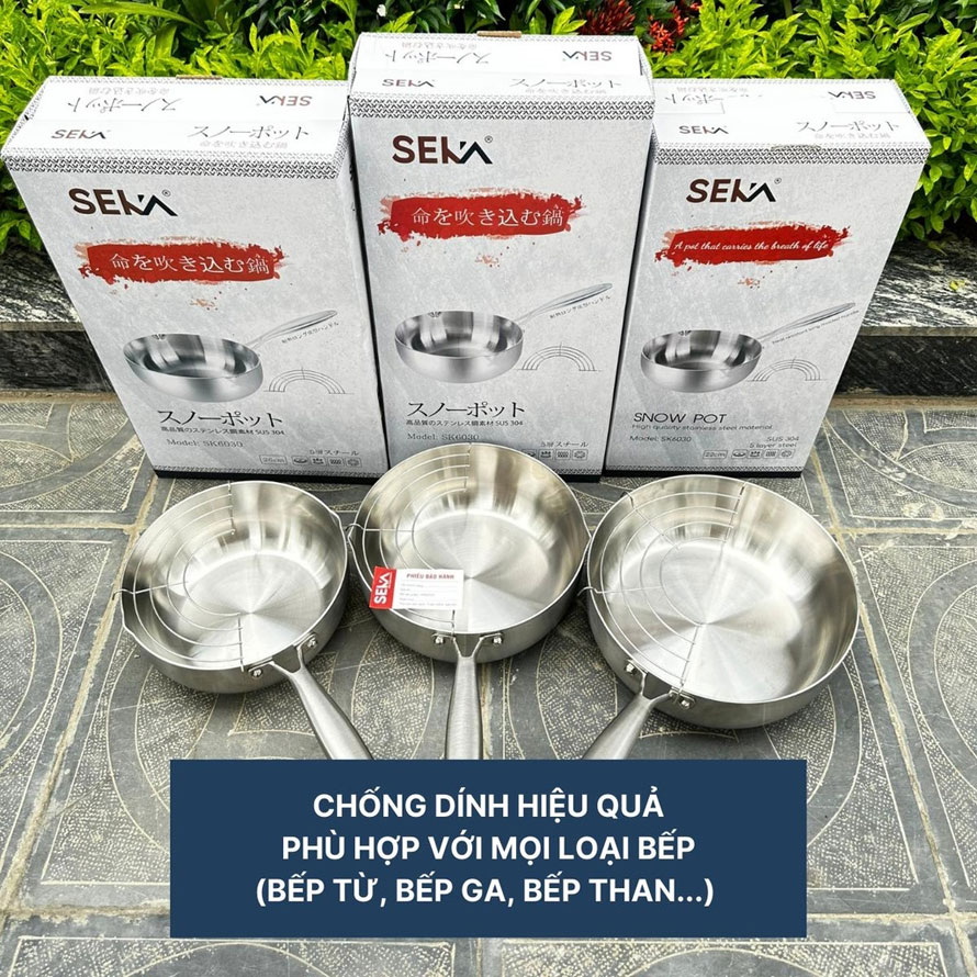 Chảo bếp từ chảo Tuyết Inox 304 SEKA