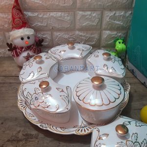 Khay mứt sứ hoa mai vàng xoay tròn