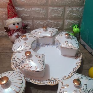 Khay mứt sứ hoa mai vàng xoay tròn