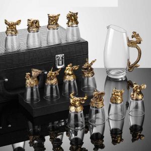 Bộ cốc chén uống rượu thủy tinh kèm khay